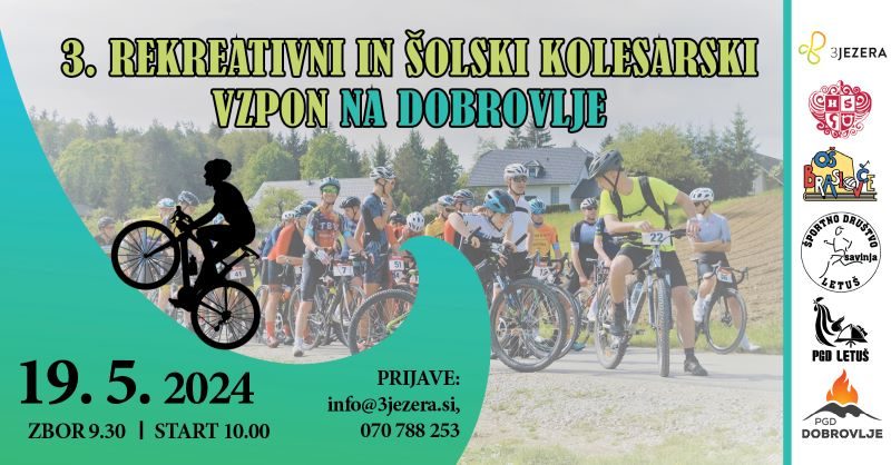 3. Rekreativni in šolski kolesarski vzpon na Dobrovlje
