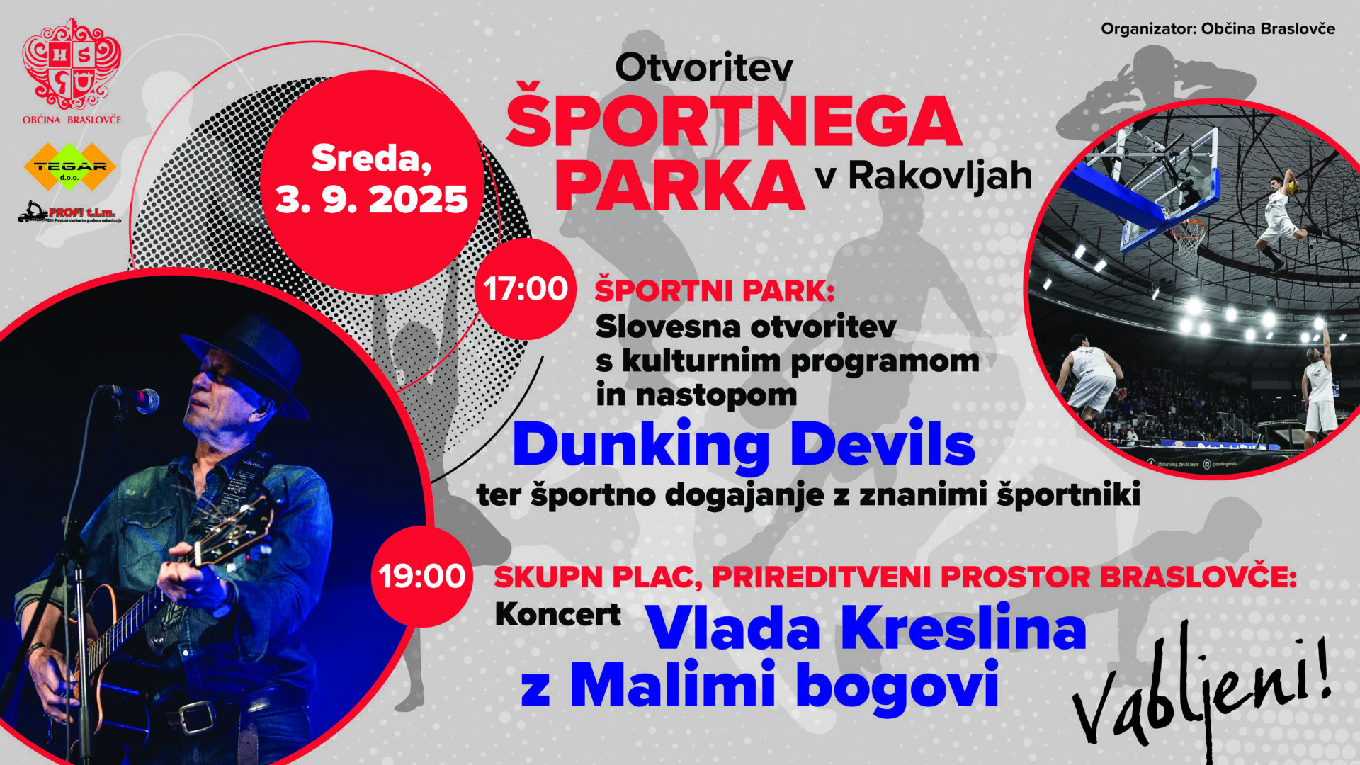 Otvoritev športnega parka Rakovlje ter koncert Vlada Kreslina z Malimi bogovi